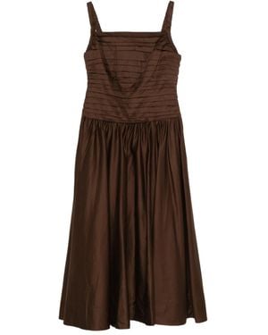 Aje. Vestido Midi Star Con Pliegues - Marrón