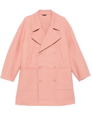Fendi Double-Breasted Patch-Pocket Coat - Pink