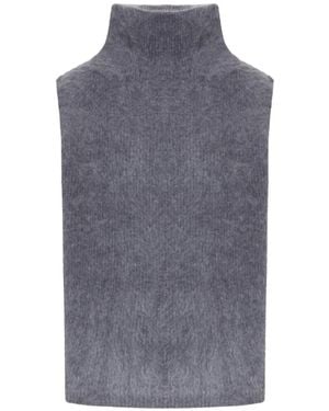 Lisa Yang Brushed-Knit Turtleneck-Collar Top - Grey