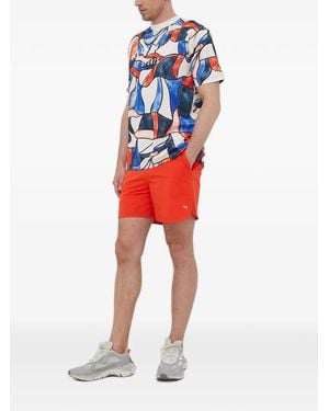 PUMA Logo-Print Drawstring Shorts - Red