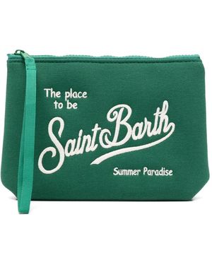 MC2 Saint Barth Aline Embroidered Clutch Bag - Green