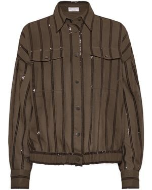 Brunello Cucinelli Chaqueta Dazzling Embroidery - Marrón