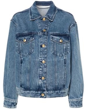 Palm Angels Denim Jacket With Jungle Insert - Blue