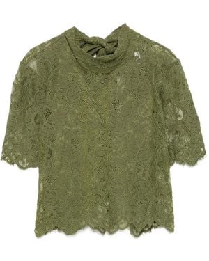 Imperial Pussy-Bow Lace Blouse - Green