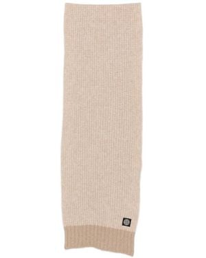 Stone Island Logo-Patch Waffle-Knit Scarf - White
