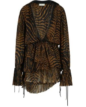 Blumarine Zebra-Print Mini Dress - Brown