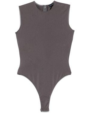 Mugler Logo-Embossed Sleeveless Bodysuit - Grey