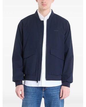 Calvin Klein Logo-Print Flap-Pocket Jacket - Blue