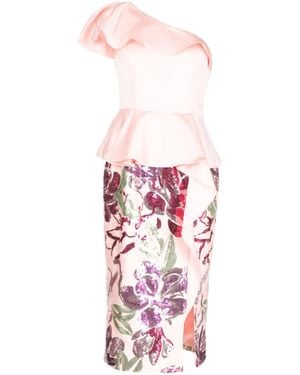 Marchesa Vestido Con Lentejuelas - Blanco