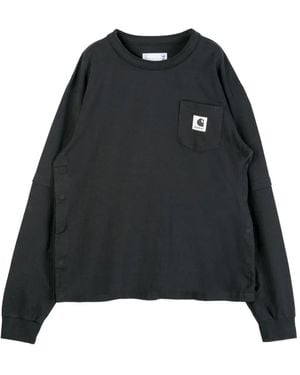 Sacai X Carhartt Wip Pocket-Detail T-Shirt - Black
