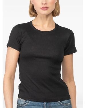AYA MUSE Crew-neck Ribbed T-shirt - ブラック