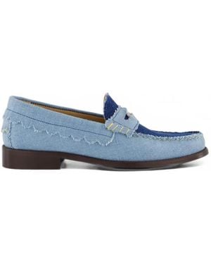 Toral Shoes Coin Denim Loafers - Blue