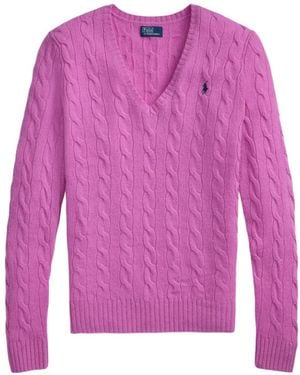 Polo Ralph Lauren Cable-Knit V-Neck Sweater - Pink