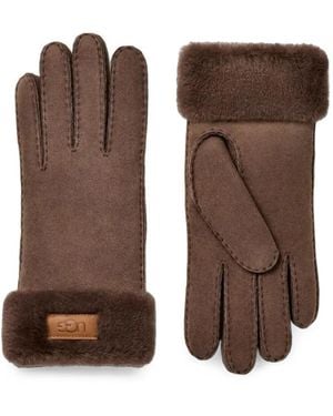 UGG Shearling-Trim Suede Gloves - Brown