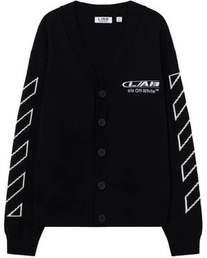 LAB C.O. OFF WHITE Off Active Diagonal Knitted Cardigan - Black