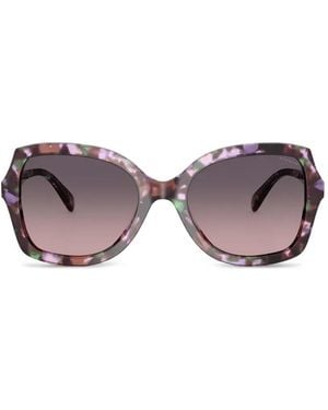 COACH Tortoiseshell-Effect Geometric-Frame Sunglasses - Purple