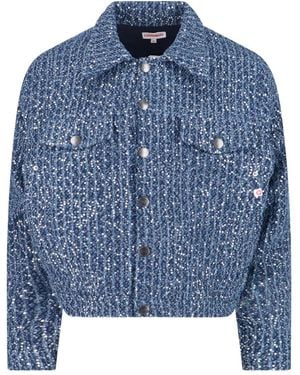 Charles Jeffrey Sequin-Embellished Denim Jacket - Blue