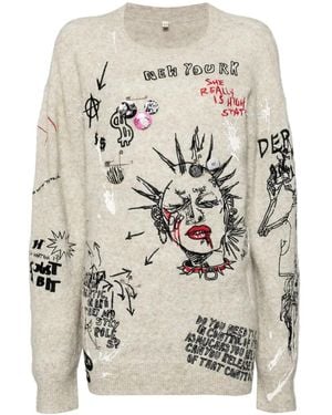 R13 Pull À Broderies - Gris