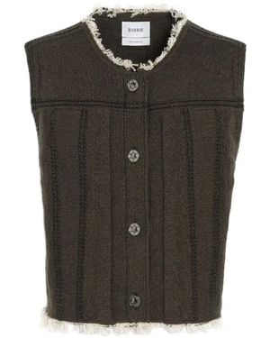 Barrie Denim Fringed Sleeveless Jacket - Black