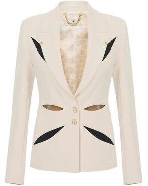 Elisabetta Franchi Cut-Out Single.Breasted Blazer - Natural