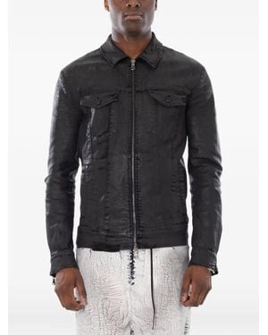 MD75 Veste En Jean À Effet Craquelé - Black