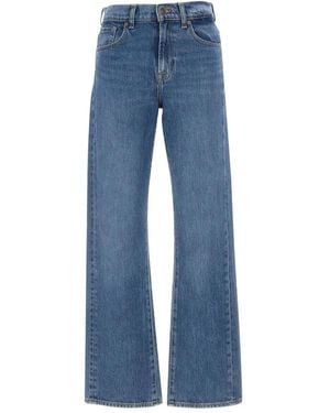 7 For All Mankind Jean Taille-Haute À Patch Logo - Bleu