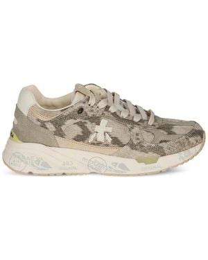 Premiata Mased Animal-Print Trainers - White