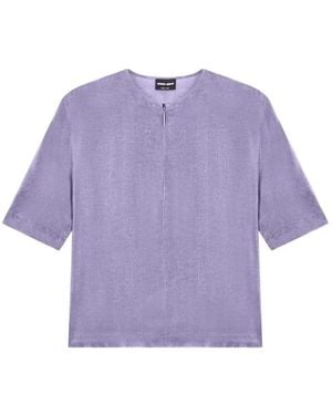 Giorgio Armani Blusa A Maniche Corte Con Chiusura A Zip - Viola