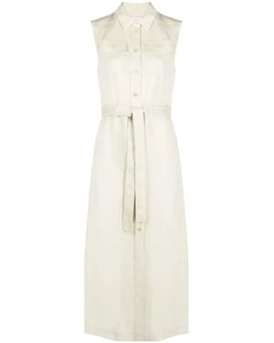 Calvin Klein Belted Sleeveless Shirt Dress - White
