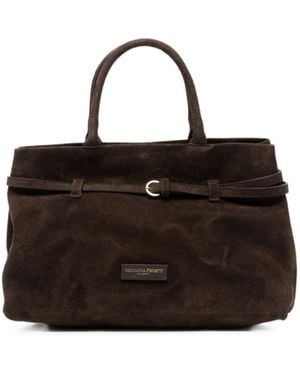 ADRIANNA FERETTI Buckle-Detail Suede Tote Bag - Black