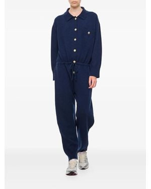 Barrie Button-Fastening Drawstring Jumpsuit - Blue