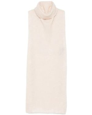 D.exterior Roll-Neck Sleeveless Midi Dress - White