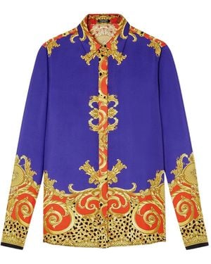 Versace Blouse Met Barokprint - Blauw