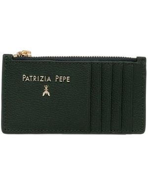 Patrizia Pepe Logo-Lettering Leather Card Holder - Black