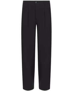 Giorgio Armani Pantalon Droit À Design Plissé - Blue