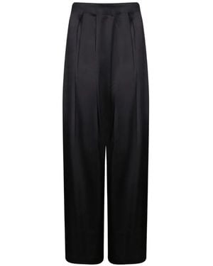 Danamé Pleated Satin-Finish Pants - Black