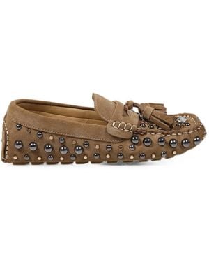 strategia shoes Stud-Embellished Tassel Loafers - Brown