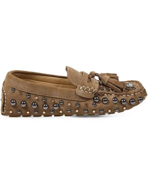 strategia shoes Stud-Embellished Tassel Loafers - Brown
