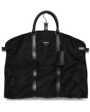 Prada Triangle-Logo Travel Bag - Black