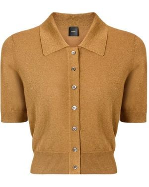 Pinko Cropped Short-Sleeve Cardigan - Brown