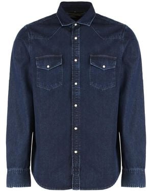 Moorer Denim Flap-Pocket Shirt - Blue