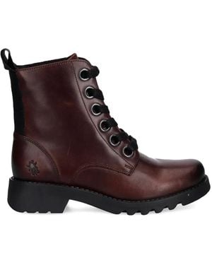 Fly London Bottines Lacées À Languette D'Enfilage - Purple