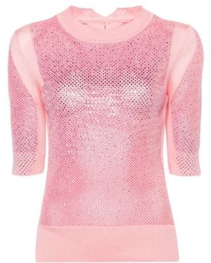 Ermanno Scervino Crystal-Embellished Cotton Top - Pink