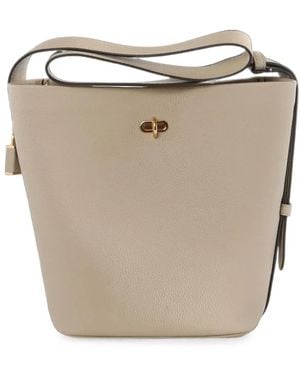 Tory Burch Medium Lock Slim Bucket Bag - Natural