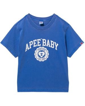 AAPE BY A BATHING AP Logo-Print T-Shirt - Blue