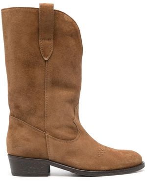 Via Roma 15 Suede Cowboy Boots - Brown