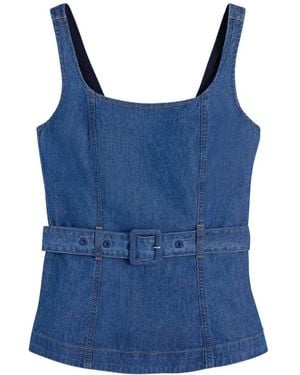 Tommy Hilfiger Belted Denim Top - Blue