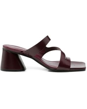 Alohas Orielle Multi-Strap Square-Toe Heeled Sandals - Red