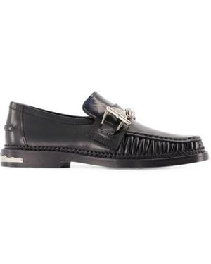 Toga Chain-Embellished Ruched Leather Loafers - White