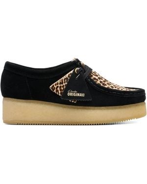 Clarks Wallacraft Leopard Derby Shoes - Black